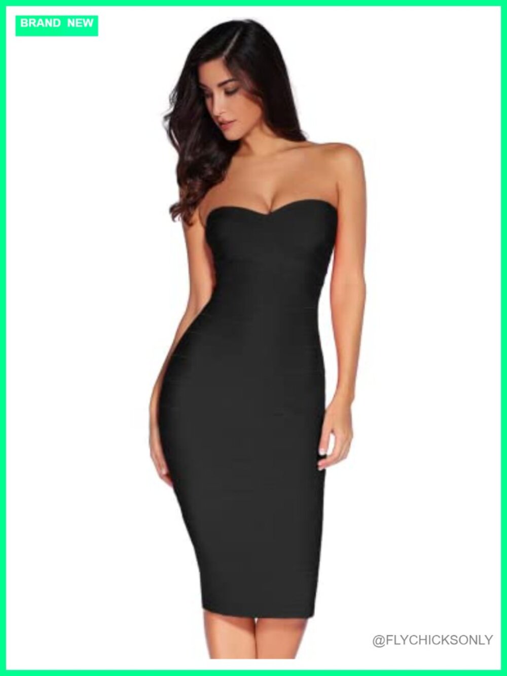 Strapless Bandage Bodycon Midi Cocktail Party Dress